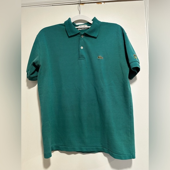Vintage Lacoste Chemise Teal polo  Alligator Mens 100% Cotton Preppy Regular Fit - Picture 1 of 16